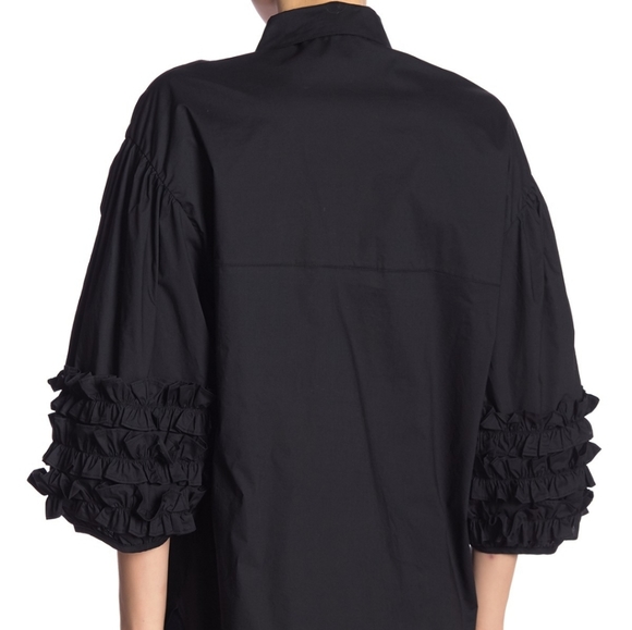 NWT: Ruffled Sleeve Button Front Blouse - Picture 2 of 5